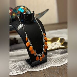 Beautiful Orange/silver tone Necklace.